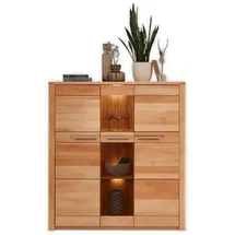 Innostyle Highboard Nature ONE Front Kernbuche Teil-massiv FSC-Zertifiziert - Moderner Wohnzimmerschrank mit viel Stauraum und LED-Beleuchtung - 127 x 137 x 40 cm (B/H/T)