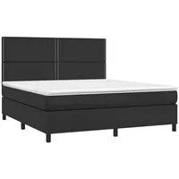 VidaXL Boxspringbett mit Matratze Schwarz 180x200 cm Kunstleder