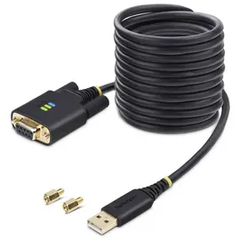 Startech StarTech.com 3m USB Null Modem Seriell Adapterkabel, USB-A auf DB9 RS232, FTDI, COM Retention, LED, wechselbare DB9 Schrauben und Muttern