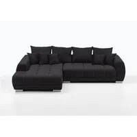 Wohnlandschaft >Amelie< 9 Kissen, Waffelsteppung, weicher Cord grau - 300x86x215cm (BxHxT) - Grau