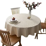 PETBNA PVC runde schmutzabweisende Tischdecke, wasserdicht und leicht zu reinigen, Beige 180cm Durchmesser Für runde Tische 110-130cm Durchmesser