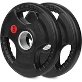 wuuhoo® olympische Hantelscheiben Jan 50mm, Langhantelgewicht 2er Set, Hantelscheibe gummiert mit Stahlkern und Griffen, beschichtet in Schwarz - Fitnessgerät für Zuhause 2 x 5 kg