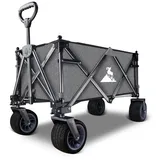 Topwell Bollerwagen Faltbar Breite Reifen Handwagen mit Abnehmbare Dach Verstellbarem Griff, Gartenwagen Faltbollerwagen Gartenkarre Transportwagen, Draussen Camping Einkaufen, 120kg(grau)