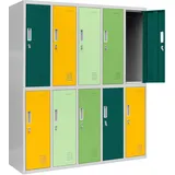 Jan Nowak Schließfachschrank 5B2AS Umkleideschrank Wertfachschrank Umkleideschrank mit 10 Fächern Stahlblechkonstruktion Pulverbeschichtet 150 cm x 136 cm x 45 cm (H x B x T) (Mehrfarbig)