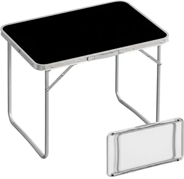Relaxdays Klappbarer Campingtisch Schwarz,Silber
