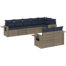 vidaXL Gartensofa-Set mit Kissen, grau, Polyrattan