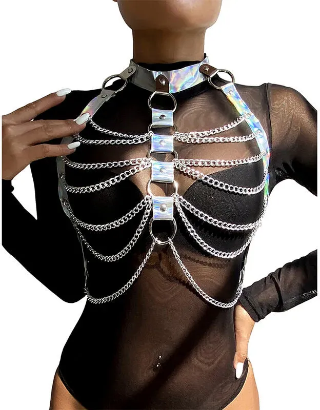 SUBBLIME - 953737 BRUSTGURT MIT RINGEN UND KETTEN SILBER EINE GRÖSSE