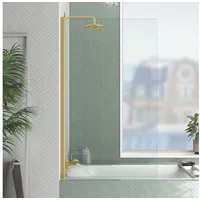 Marwell Badewannenfaltwand Golden Touch, Einscheibensicherheitsglas, für Badewanne, hochwertige Aluminiumrahmen in gebürsteter Goldoptik goldfarben