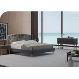 Xlmoebel Schlafzimmer-Set Graues Luxus Schlafzimmermöbel-Ensemble mit Doppelbett, (4-tlg., Bett, 2x Nachttische, Кommode), Hergestellt in Europa grau