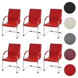 6er-Set Esszimmerstuhl Samara, Freischwinger Küchenstuhl Lehnstuhl Stuhl, Stahl ~ rot