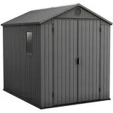 KETER Darwin 6x8 Grau, Außenmaße 190x244x221cm, wartungsfrei, wetterfest, wasserdicht, mit Unterboden