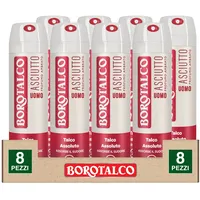 Borotalco Trockenes Lufterfrischer-Spray für Herren Deo 72 Stunden mit Talkum, absorbiert Schweiß ohne Alkohol, Duft Bernstein, 8 Flaschen à 150 ml