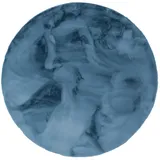 Pergamon Luxus Super Soft Fellteppich Plush Rund Blau 160x160cm