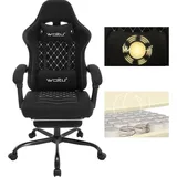 Woltu Gaming Stuhl mit Massagefunktion, Taschenfederkissen, ergonomisch, Netzstoff, Schwarz - Schwarz