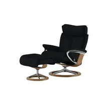 Stressless Relaxsessel mit Hocker Leder 82 x 112 x 78 cm Schwarz