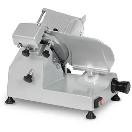 Vertes Gastro Aufschnittmaschine Schneidemaschine, Elektrisch mit 120W, Messer mit 220mm Durchmesser, Schnittstärke 0 bis 12mm, Allesschneider mit Aluminium Gehäuse, Inkl. Schleifstein