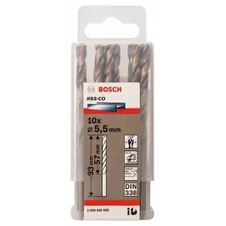 Metallbohrer HSS-Co, DIN 338, 5,5 x 57 x 93 mm, 10er-Pack