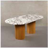 MAGNA Atelier Esstisch Montana mit Marmor Tischplatte, Küchentisch, Eichenholz Gestell, Dining Table 200x100x76cm weiß
