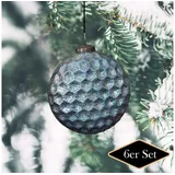 Antikas Christbaumkugeln, oval, Blau, Weihnachten, 6er Set