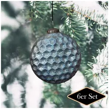 Antikas Christbaumkugeln, oval, Blau, Weihnachten, 6er Set