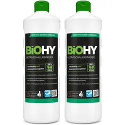BiOHY Ultraschallreiniger, Ultraschallbad Reiniger, Ultraschall Reinigungsmittel, Reiniger für Ultraschallgerät 2er Pack (2 x 1 Liter Flasche)