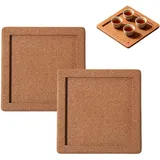 Korkuntersetzer Rund Mit Rand, 5/10/16 Stück Kork Untersetzer, untersetzer gläser, Absorbierende HitzebestäNdige Runde Kork Untersetzer für Meisten Tassen (Khaki-2 Stück(20cm))