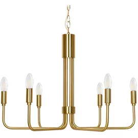 LINDBY Kronleuchter Elanova Lindby, dimmbar, messing / gold, für Wohn- / Esszimmer, Metall, Antik, Kronleuchter - 70 cm - 70 cm - 48.6 cm