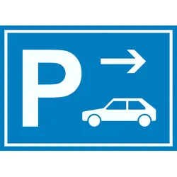 HB-Druck Auto PKW Parkplatz Schild mit Richtungspfeil rechts waagerecht A0 (841x1189mm)
