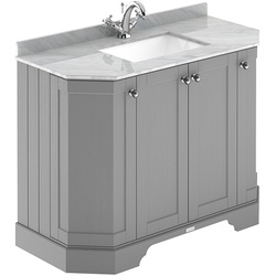 1020mm Waschtischunterschrank mit grauer Marmorplatte & Waschbecken, Farbe wählbar - Old London Hudson Reed