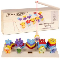 KRUZZEL Lernspielzeug Formen & Fische: Kombinierter Sortierer und Angelspaß (Holzspielzeug-Set: Formensortierer und Angelspiel, Holzsortierer + Angelspiel: Spaß und Lernen für Kinder), Sortierer aus Holz mit Angelspiel für Spielspaß und Entwicklung. bunt