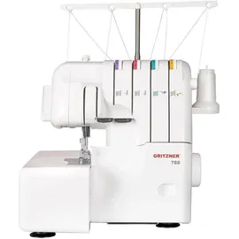 Gritzner - Kayser GRITZNER 788 Overlock Neue Version 2025 mit Fadenabschneider + LED Beleuchtung Black&White Edition mit Fadenschere und Overlockgarn