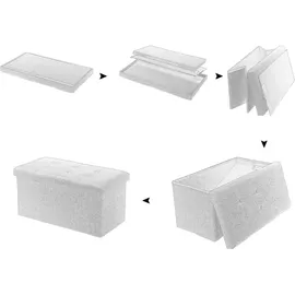 Woltu Sitzhocker mit Stauraum Leinen 76 x 38 x 38 cm Cremeweiß/Beige