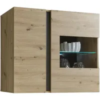 Furn.design Hängevitrine, Eiche Artisan, Grau, Glas, Nachbildung,Eiche, Uni, 2
