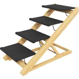 PawHut 2 in 1 Hundetreppe 4-stufig 62,5 cm höhenverstellbar klappbar Hunderampe mit rutschfester Oberfläche für Bett & Sofa   Aosom.de