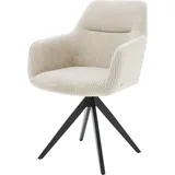 DeLife Esszimmerstuhl Pejo-Flex Cord Beige Kreuzgestell kantig Schwarz Taschenfederkern