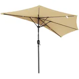 Angel Living 250cm Halbrund Sonnenschirm, Marktschirm,Terrassenschirm mit Kurbel für Garten,Terrassen,Höfe,Schwimmbäder,mit UV-Schutz 40+,Beige