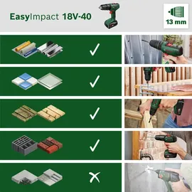 Bosch EasyImpact 18V-40 Set inkl. 2 x 2,0 Ah + 18V-70 Stichsäge EasySaw 06039D810A