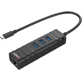 Lindy USB 3.1 Hub & Gigabit Ethernet Adapt. 3 Port USB 3.2 Gen 1-Hub (USB 3.0) Schwarz