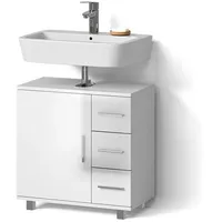 Livinity® Waschbeckenunterschrank, Weiß Hochglanz, Holzwerkstoff, 5 Fächer, 3 Schubladen,