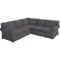 HomeTown Market Strapazierfähiger Ecksofa-Bezug Ersatz Kompatibel mit IKEA Ektorp 2+2 Sektionssofa. Slipcover nur! Sofa Nicht inbegriffen! (Polyester dunkelgrau)