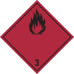 Gefahrzettel, Gefahrgutklasse 3 - Entzündbare flüssige Stoffe (rot/schwarz) - 300x300x0.8 mm Aluminium glatt