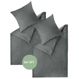 Esprit Harp Unifarben Grau 135 x 200 cm + 2 x 80 x 80 cm