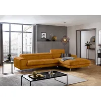 W.Schillig Ecksofa "piedroo, Designsofa mit tollem Sitzkomfort, bequem und elegant, L-Form", gelb (brandy s37), B:343cm H:70cm T:193cm, Stoff S37 (100% Polyester): Luxus-Microfaser in Lederoptik, Sofas, Ecksofa, Kopfteilverstellung, wahlweise mit