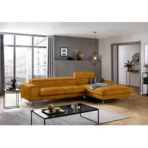 W.Schillig Ecksofa "piedroo, Designsofa mit tollem Sitzkomfort, bequem und elegant, L-Form", gelb (brandy s37), B:343cm H:70cm T:193cm, Stoff S37 (100% Polyester): Luxus-Microfaser in Lederoptik, Sofas, Ecksofa, Kopfteilverstellung, wahlweise mit