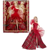 Barbie Signature Doll, 2024 Holiday Blonde Fashion Doll Wearing Gown with Plaid Skirt, Seasonal Collector Gift in Displayable Packaging, HRM65, [Mehrfarbig]