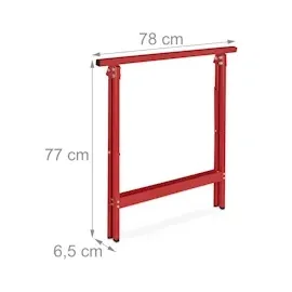 Relaxdays Klappbock, 2er Set, HBT: 75 x 78 x 40 cm, bis 100 kg belastbar, klappbare Arbeitsböcke, Werkstatt, Stahl, rot