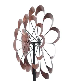 MARELIDA XXL Doppel Windrad ANTIK - Gartendeko - Metall - Erdspieß - H: 1,80m - kupferfar...