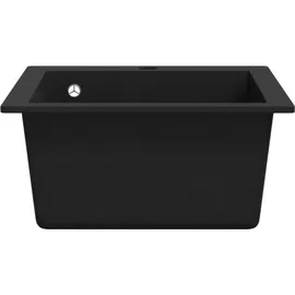 vidaXL Granitspüle Braelynn links Einbauspüle schwarz Handbetätigung 425 x 500 mm