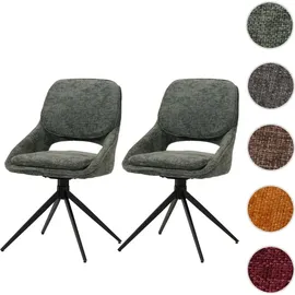 Mendler 2er-Set Esszimmerstuhl HWC-N73, Küchenstuhl, drehbar Auto-Return, Stoff/Textil Chenille (490g/m2) grün