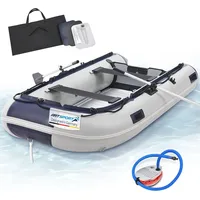 ArtSport Schlauchboot Paddelboot grau mit 2 Sitzbänke Aluboden — mit Paddel, Pumpe, Tasche & Reparaturset — Angelboot aufblasbar